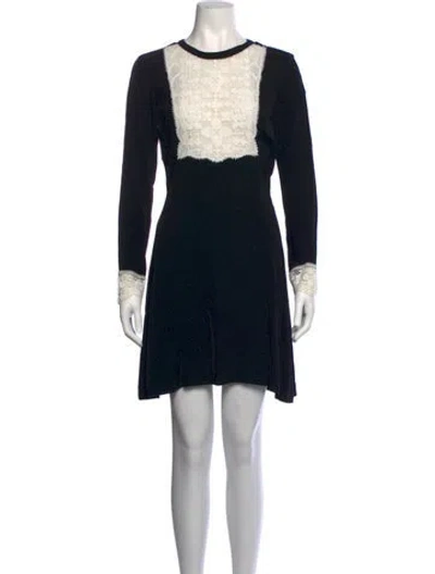 Pre-owned Sandro Lace Pattern Mini Dress In Black