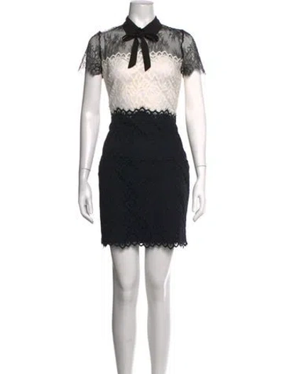 Pre-owned Sandro Lace Pattern Mini Dress In Black