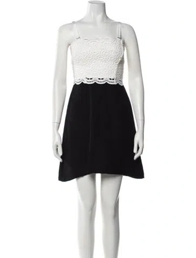 Pre-owned Sandro Lace Pattern Mini Dress In Black/white