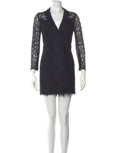 Pre-owned Sandro Lace Pattern Mini Dress In Blue