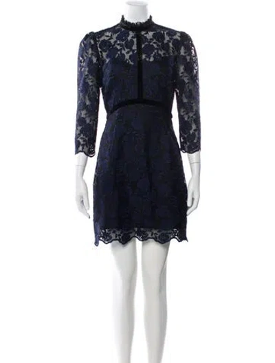 Pre-owned Sandro Lace Pattern Mini Dress In Blue