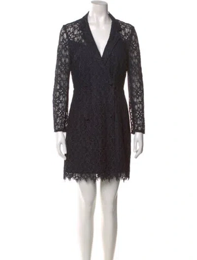 Pre-owned Sandro Lace Pattern Mini Dress In Blue