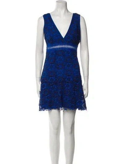 Pre-owned Sandro Lace Pattern Mini Dress In Blue