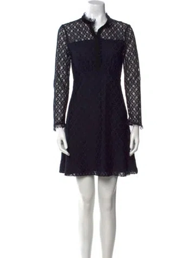 Pre-owned Sandro Lace Pattern Mini Dress In Blue