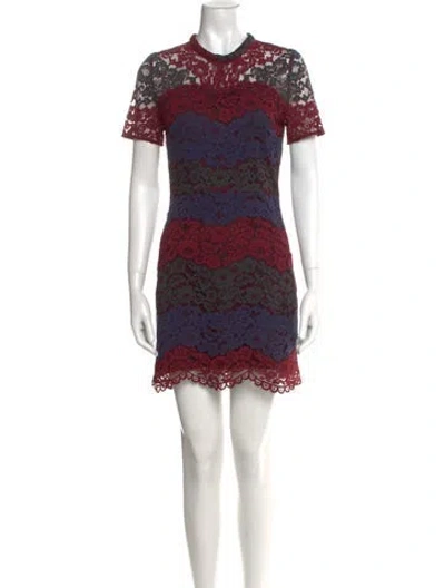 Pre-owned Sandro Lace Pattern Mini Dress In Blue