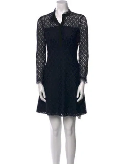 Pre-owned Sandro Lace Pattern Mini Dress In Blue
