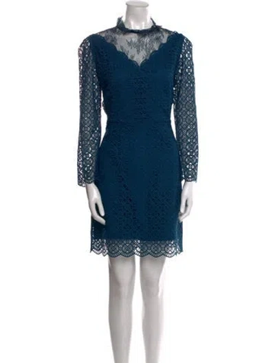 Pre-owned Sandro Lace Pattern Mini Dress In Blue