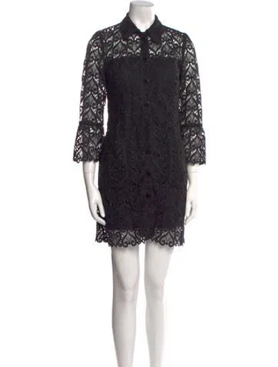 Pre-owned Sandro Lace Pattern Mini Dress In Blue