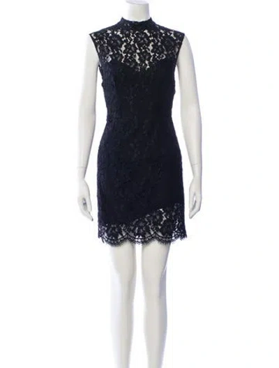 Pre-owned Sandro Lace Pattern Mini Dress In Blue
