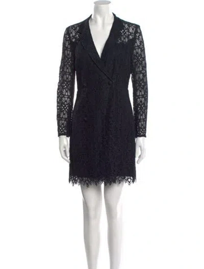 Pre-owned Sandro Lace Pattern Mini Dress In Blue