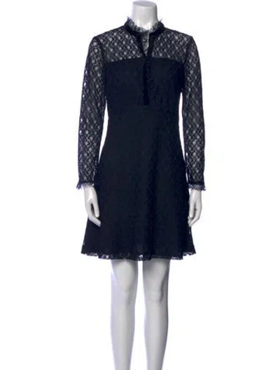 Pre-owned Sandro Lace Pattern Mini Dress In Blue