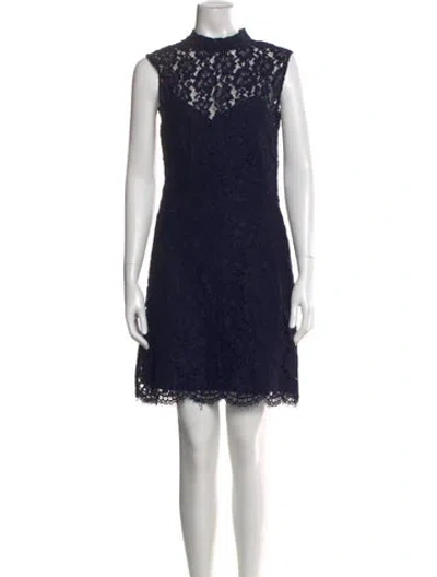 Pre-owned Sandro Lace Pattern Mini Dress In Blue