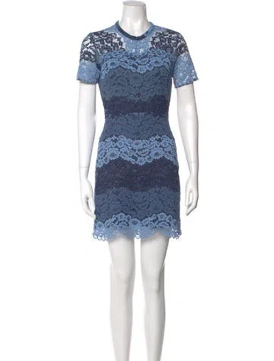 Pre-owned Sandro Lace Pattern Mini Dress In Blue