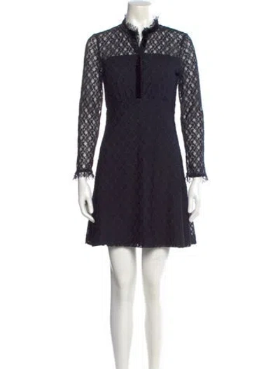 Pre-owned Sandro Lace Pattern Mini Dress In Blue