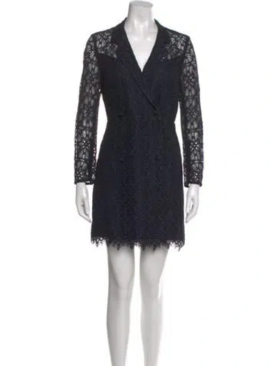 Pre-owned Sandro Lace Pattern Mini Dress In Blue