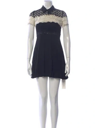 Pre-owned Sandro Lace Pattern Mini Dress In Blue