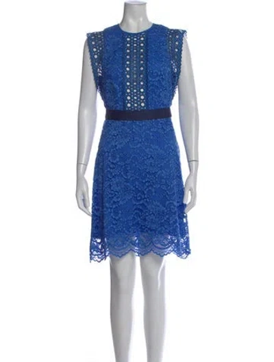 Pre-owned Sandro Lace Pattern Mini Dress In Blue