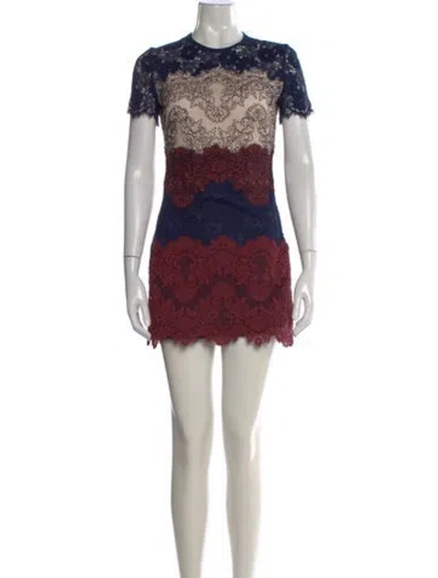 Pre-owned Sandro Lace Pattern Mini Dress In Blue