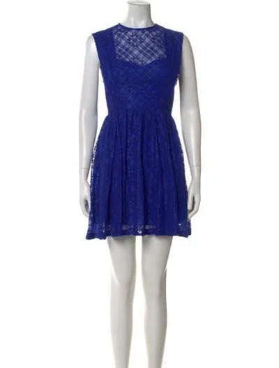 Pre-owned Sandro Lace Pattern Mini Dress In Blue