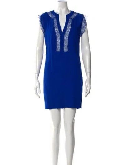 Pre-owned Sandro Lace Pattern Mini Dress In Blue