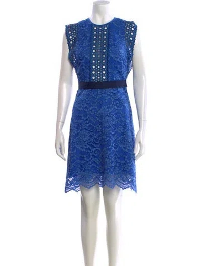 Pre-owned Sandro Lace Pattern Mini Dress In Blue
