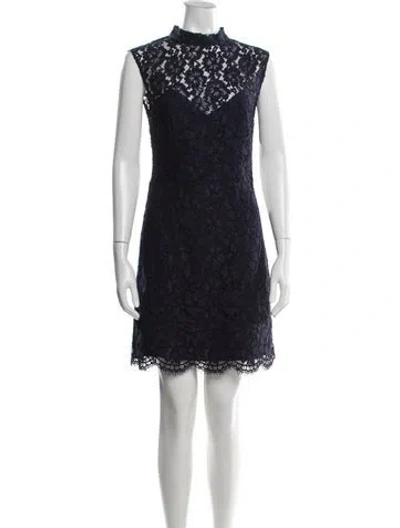 Pre-owned Sandro Lace Pattern Mini Dress In Blue