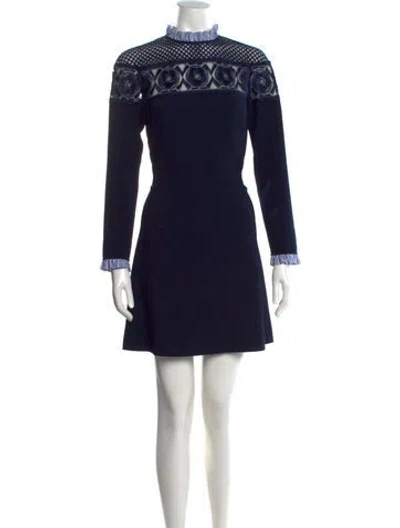 Pre-owned Sandro Lace Pattern Mini Dress In Blue