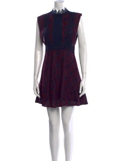 Pre-owned Sandro Lace Pattern Mini Dress In Blue