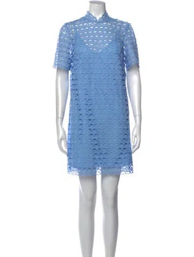 Pre-owned Sandro Lace Pattern Mini Dress In Blue