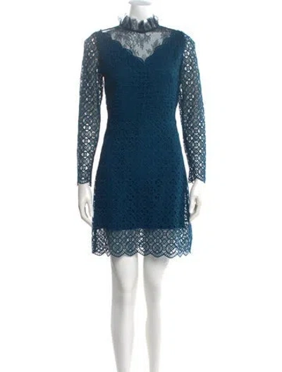 Pre-owned Sandro Lace Pattern Mini Dress In Blue