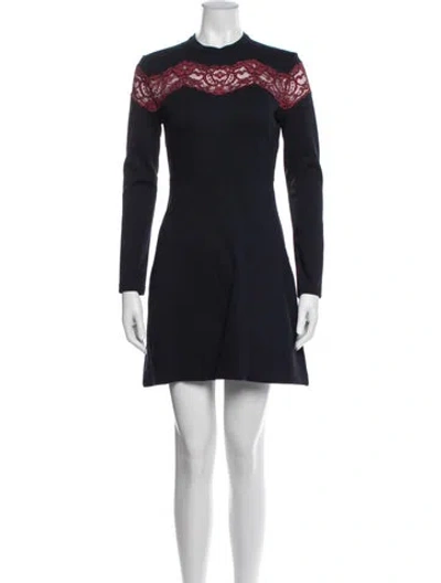 Pre-owned Sandro Lace Pattern Mini Dress In Blue