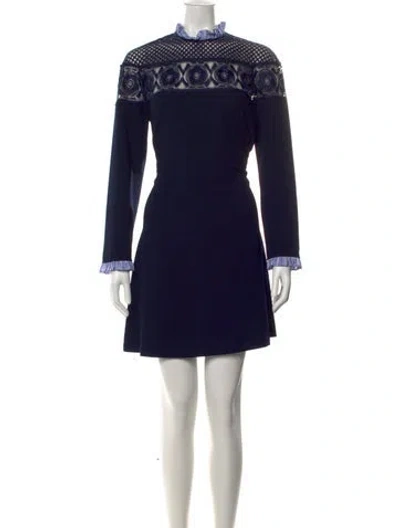 Pre-owned Sandro Lace Pattern Mini Dress In Blue