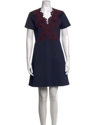 Pre-owned Sandro Lace Pattern Mini Dress In Blue