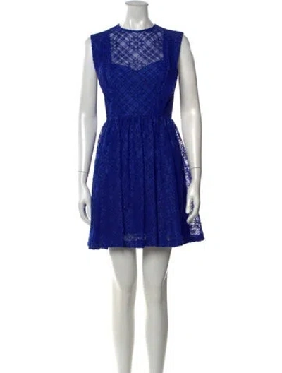 Pre-owned Sandro Lace Pattern Mini Dress In Blue