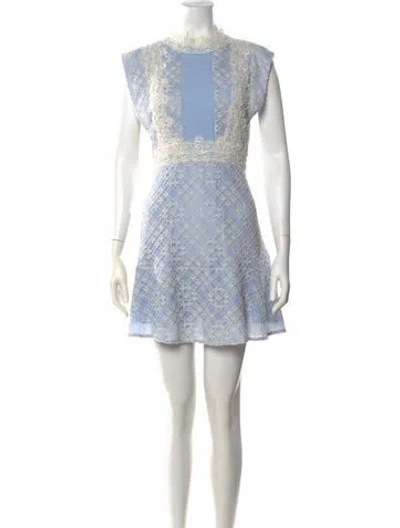 Pre-owned Sandro Lace Pattern Mini Dress In Blue