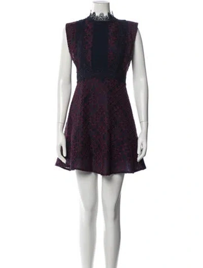 Pre-owned Sandro Lace Pattern Mini Dress In Blue