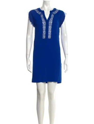Pre-owned Sandro Lace Pattern Mini Dress In Blue
