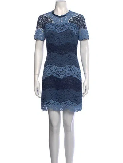 Pre-owned Sandro Lace Pattern Mini Dress In Blue