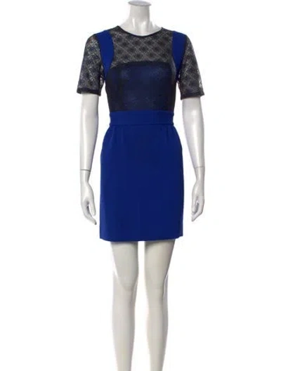 Pre-owned Sandro Lace Pattern Mini Dress In Blue/metallic
