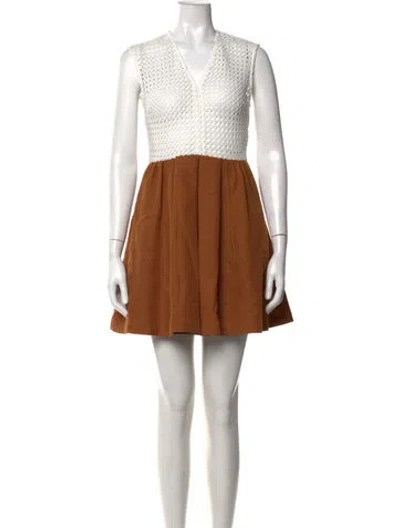 Pre-owned Sandro Lace Pattern Mini Dress In Brown