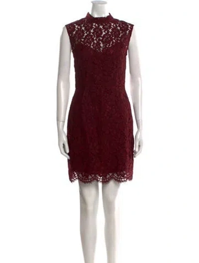 Pre-owned Sandro Lace Pattern Mini Dress In Burgundy
