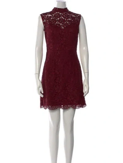 Pre-owned Sandro Lace Pattern Mini Dress In Burgundy