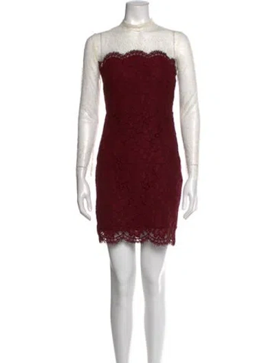Pre-owned Sandro Lace Pattern Mini Dress In Burgundy