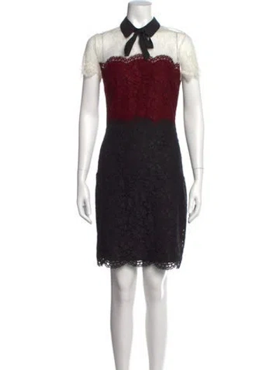 Pre-owned Sandro Lace Pattern Mini Dress In Burgundy