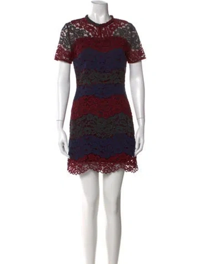 Pre-owned Sandro Lace Pattern Mini Dress In Burgundy