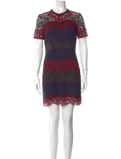 Pre-owned Sandro Lace Pattern Mini Dress In Burgundy