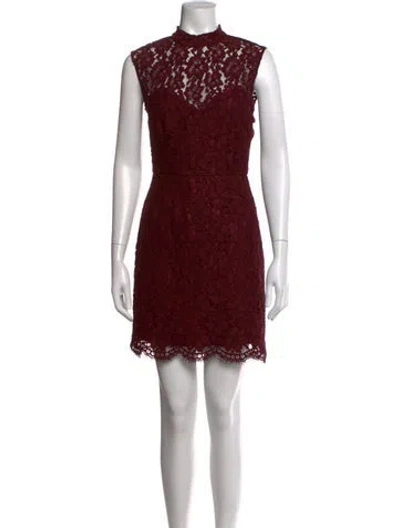 Pre-owned Sandro Lace Pattern Mini Dress In Burgundy