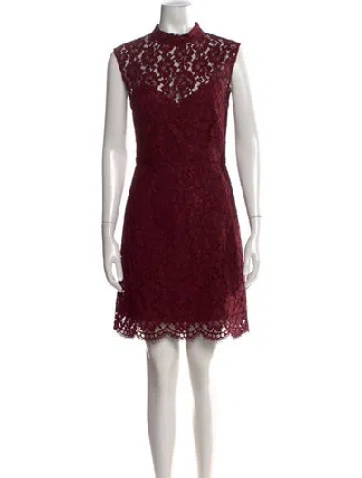 Pre-owned Sandro Lace Pattern Mini Dress In Burgundy