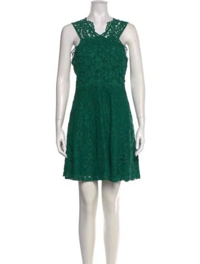 Pre-owned Sandro Lace Pattern Mini Dress In Green