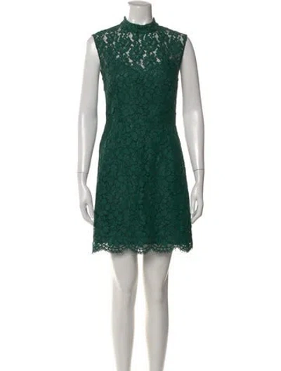 Pre-owned Sandro Lace Pattern Mini Dress In Green